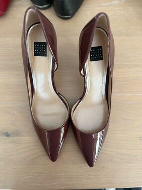 White House Black Market Women's Burgundy Patent Pointed-Toe Pumps